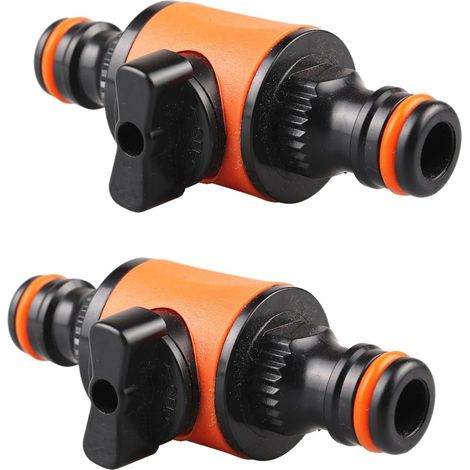 Bravix Lot De 2 Raccords De Tuyau De Jardin Égaux De Avec Vannes D'Arrêt, Adaptateur Rapide Pour Arrosage Et Irrigation, Connecteur Rapide Pour Contrôle De L'Eau, Coupleur De Tuyau D'Arrosage,