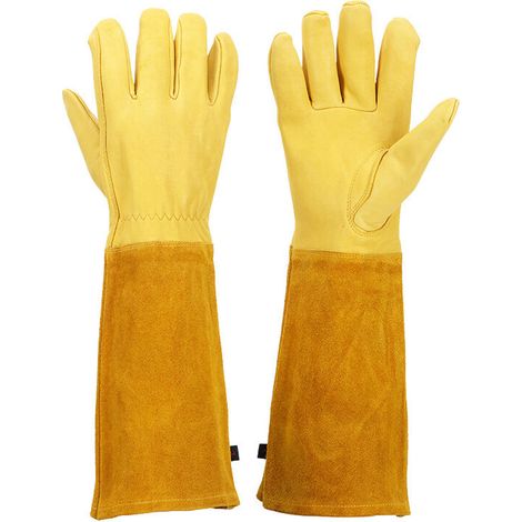 Bravix Gants Jardinage Femme/ Homme Gants De Jardinage Cuir - Cadeau Jardinage Outillage Gants Ant Gant Jardin 11x41cm 1 Paires