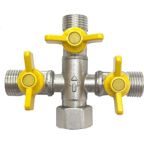 Bravix 3 Voies + Distributeur De Forme Avec 3 Robinets À Boisseau Sphérique Pour Connecter 3 Appareils/connecteurs 1/2" .