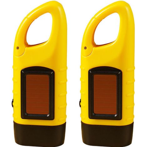 Bravix Lot De 2 Lampes De Poche À Manivelle, Lampe De Poche D'Urgence À Led Rechargeable Solaire, Lampe De Poche De Survie Pour Sports De Plein Air Jaune