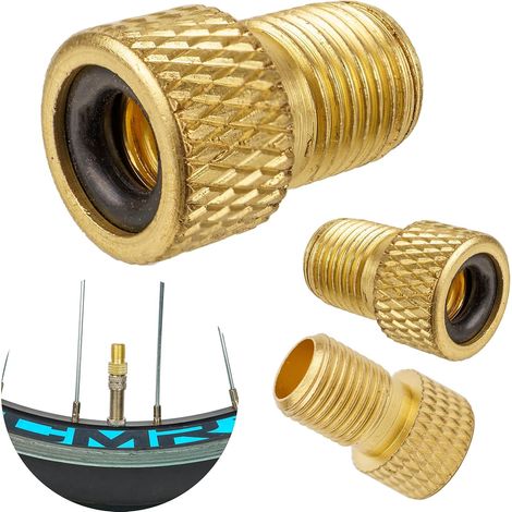 Bravix Adaptateur De Valve De Vélo, Lot De 3, Dv/sv Vers Av, Capuchon De Valves Dunlop Et Presta, Bague D'Étanchéité Extra, Utiliser Avec Pompe À Vélo Ou Compresseur D'Air Pour Roue Voiture Et Vélo, M