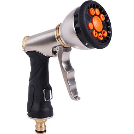 Pistolet Pulvérisateur En Métal, 9 Modes Réglables, Les Buses Haute Pression Robustes Sont Parfaites Pour Le Nettoyage De La Voiture, L'Arrosage De La Pelouse Et Du Jardin