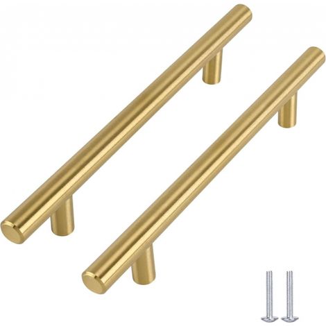 Bravix Lot De 5 Poignee Meuble Dorée Brossé Poignée Placard Cuisine Doree En Acier Inoxydable Entraxe 160mm