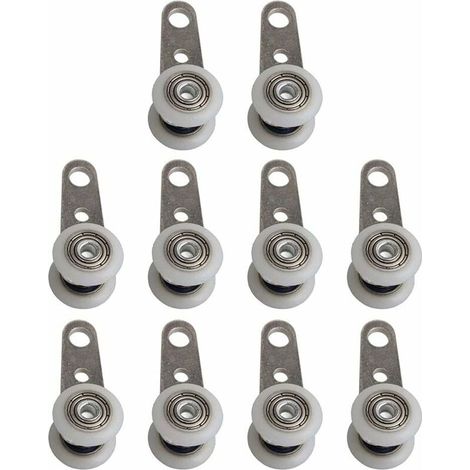Lot De 10 Roulettes Pour Baies Vitrées Ou Portes Coulissantes - En Métal Et En Plastique - 4 X 1,9 Cm
