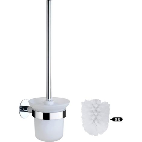 Bravix Brosse De Toilette, Brosse De Toilette Et Porte-balai, Ensemble De Brosses De Nettoyage De Salle De Bain, Brosse De Toilette En Acier Inoxydable Et Verre Argenté (montage Mural)