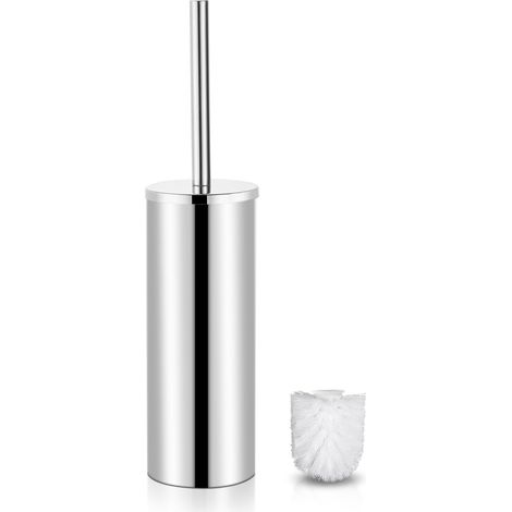 Bravix Brosse Wc Inox Brosse Toilette En Acier Et Support Brosse De Toilette Sur Pied Avec Une Brosse Supplémentaire Pour Toilette De Salle De Bain, Argent