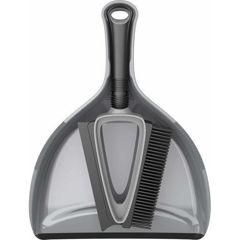 Bravix Brosse En Tpr Poils Et Raclette Avec Ensemble Pelle À Poussière, Pelle À Poussière Et Ensemble De Brosses, Gris & Noir, Lot De 1