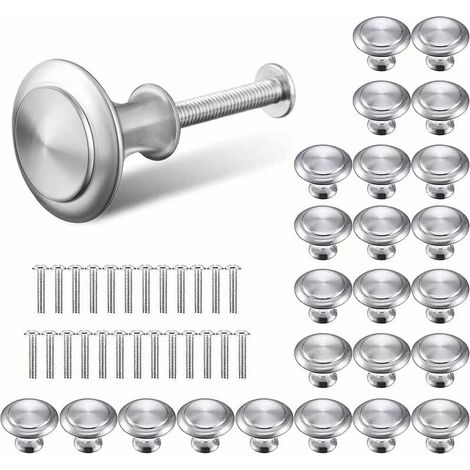 Bravix Argent Tiroir De Porte Poignée,boutons De Porte Rond Boutons,poignées De Tiroir Rondes Argentées,30mm Bouton De Meubles S'Appliquent À Poignées De Meuble Pour Placard Armoire Cuisine （25 Pièces