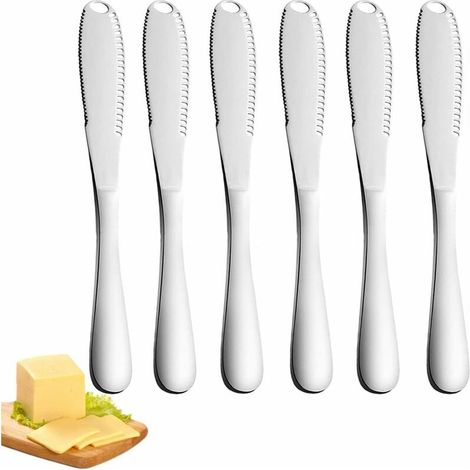 Bravix Couteau À Beurre, 6 Pièces Épandeur À Beurre Avec Bord Dentelé Professionnel 3 En 1 Couteau À Beurre Pour Couper Légumes Fruits Fromage (argent)