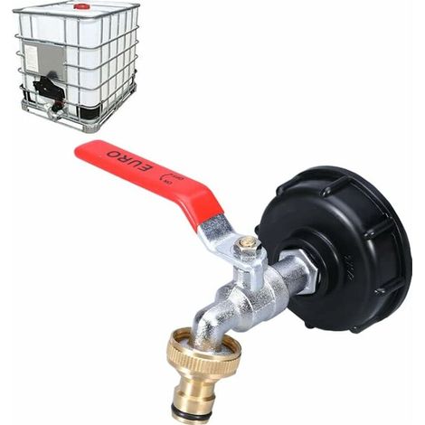 Bravix Ibc Robinet Cuve 1000l Robinet Recuperateur Eau De Pluie, Adaptateur De Réservoir D'Eau Ibc 1/2" Double Robinet Recuperateur Eau De Pluie,robinet En Laiton En Fabriqué En Pp Filetage Gros 60 Mm