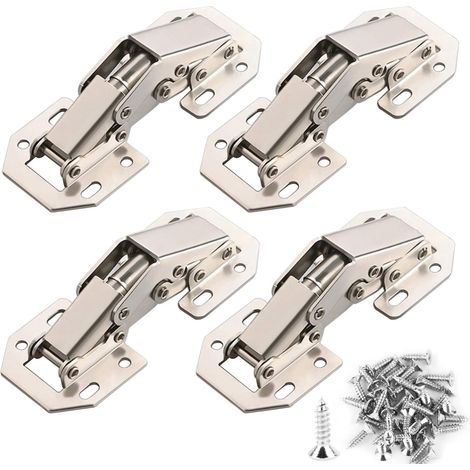 8pcs Charnière Porte Placard 90 Degrés Avec Vis Amortisseur Piston Compression Support Relevable Accessoire Meubles Coin 77mm X 32mm