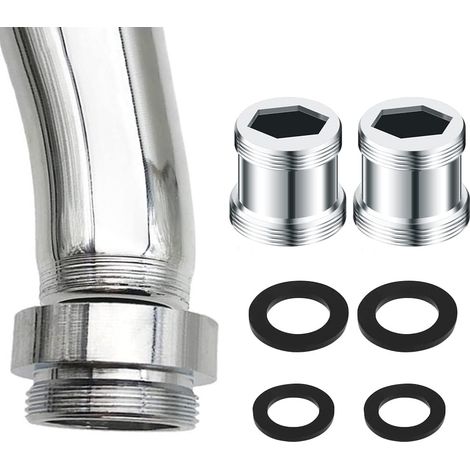 Bravix 2 Pcs Adaptateurs De Robinet Universels Connecteur Aérateur De Robinet En Laiton Adaptateurs De Filetage Extérieur Avec 4 Joints Pour Robinets De Cuisine, Salles De Bain, Jardins(m20-m22)
