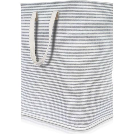 Bravix Panier À Linge Sale 72l Pliable Imperméable En Tissu Avec Une Grande Capacité Gris, 40x30x60cm，