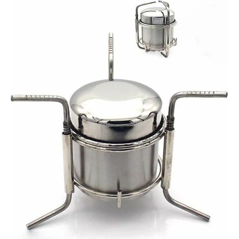 Bravix Réchaud À Alcool De Camping Portable Alcool En Acier Inoxydable Cuisinière En Plein Air Pliant Mini Spirit Cooker Pique-nique Bbq Cookout Poêle，
