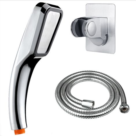 Bravix Douchette À Main, Pomme De Douche Avec Flexible, Ensemble De Pomme De Douche À Pression, Argent