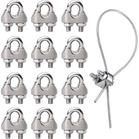 Bravix Attaches Pour Câbles Métallique, 12pcs M3 Serre-câbles Étrie En Acier Inoxydable, U Boulon Clip Serrage De Câble Pour Industrie, Ménage, Chargement Et Déchargement De Marchandises
