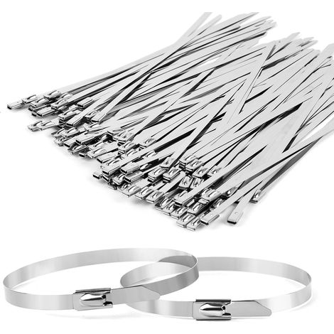 Bravix 100 Pieces Attache Cable Inox 200 X 4.6 Mm,collier De Serrage Métallique Inox Autobloquante,serre Cable Pour Entretenir Les Clôtures, Câbles Groupés Et Les Auvents