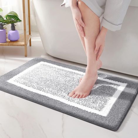 Bravix Tapis De Bain Antidérapant,tapis Salle De Bain Moelleux En Microfibre,tapis De Douche Absorbant Lavable En Machine,41 X 61 Cm,gris