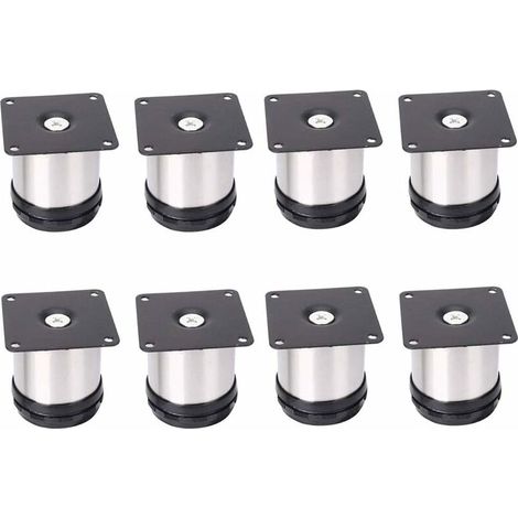 Bravix Pieds De Meubles 8 Pieds De Meubles Réglables En Acier Inoxydable,réglables 50 Mm De Hauteur Épaissir Les Pieds D'Armoire Pieds De Table Pieds De Meubles,acier Inoxydable Brossé,hauteur Régl
