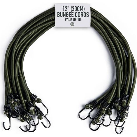 Bravix 12" (30cm) Sangles De Serrage - Pack De 10 - Crochet Tendeur - Tendeurs Avec Crochets Pour Bagages, Barres De Toit, Camping - Résistance Aux Uv & Conditions Climatiques
