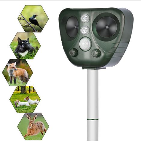 Bravix Répulsif À Ultrasons Pour Chats, Animaux Sauvages - Répulsif Pour Chat Et Chien Avec Détecteur De Mouvement Et Lumières Clignotantes À Ultrasons - Pour Chats, Chiens, Animaux Sauvages