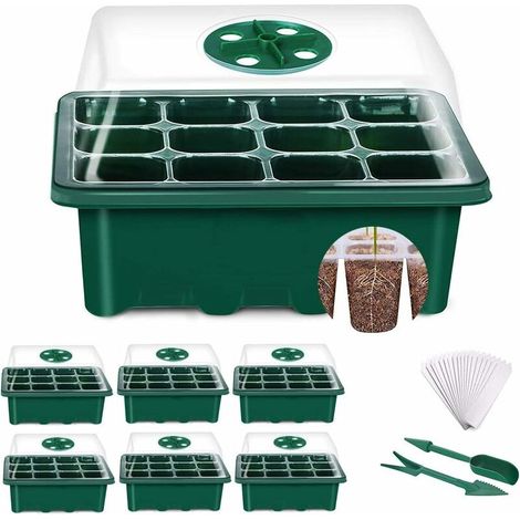 Bravix Mini Serre Pour Plantes, 6 Pièces 72 Cellules Intérieure Plateau Semis Bac À Semis Pépinière Boîte De Culture Avec Couvercle Et Ventilation Durables