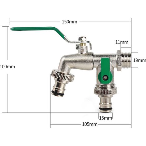 Bravix Robinet De Jardin Double Sortie , Robinet Extérieur Laiton, Premium Robinet Jardin Avec Double Raccord, Convient Pour Jardin, Ménage Et Industrie