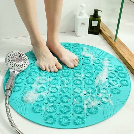 Bravix Pvc Tapis De Bain De Massage Rond Tapis Douche Antidérapant Tapis De Salle De Bain Tapis De Douche Lavable En Machine Tapis De Baignoire Avec Trous De Drainage Et Ventouses,55x55cm,vert