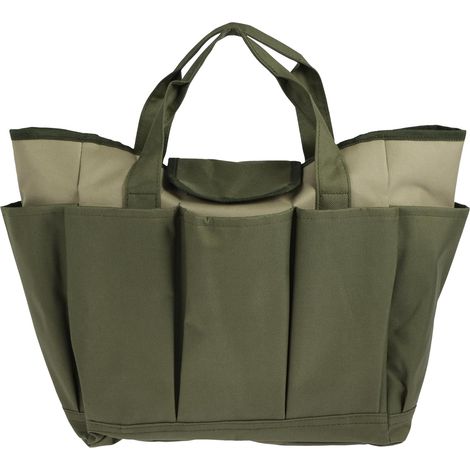 Bravix Sac À Outils De Jardin Avec 8 Poches, Tissu Oxford, Sac De Transport Pour Outils De Jardin, Sac De Transport Étanche, Sac De Rangement Robuste Pour Jardinage, Pelouse, 48 X 18 X 30 Cm, Vert