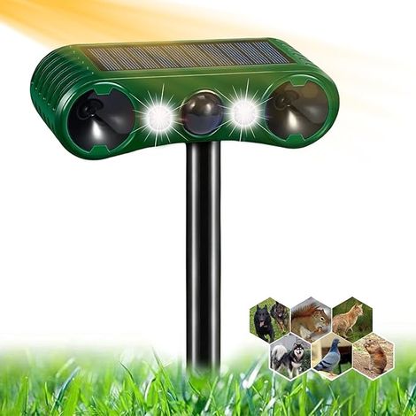 Bravix Répulsif Chat Ultrason, Repulsif Chat Solaire 2 Modes, Répulsif Chat Exterieur Étanche Avec Lumière Led Et Détecteur De Mouvement, Répulsif Animaux Pour Anti Chats Chiens Souris Ratons Oiseaux