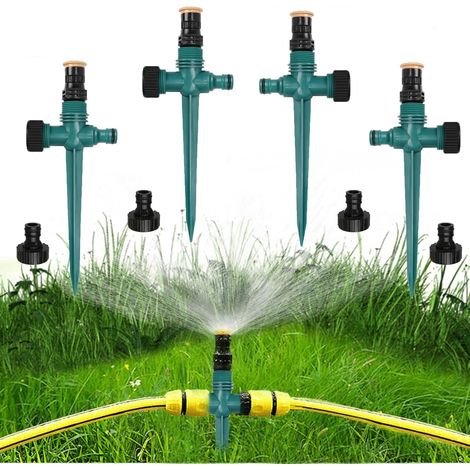 Bravix Arroseur De Jardin,4 Pièces Arroseur Automatique 360° Rotatif,arroseur De Pelouse,pulvérisateur D'Irrigation Réglable Pour Jardin Pelouse Plantes Légumes Fleurs Cour Pastorale (green)