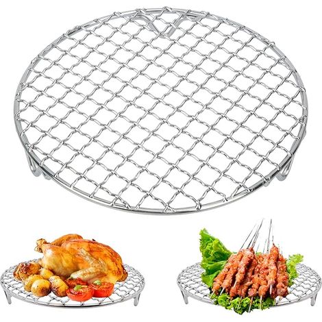 Bravix Grid Accessoire Pour Barbecue/grill, 18cm/7.1 Pouces Barbecue Grille De Cuisson En Acier Inoxydable Grille Ronde Pour Grillades, Grille De Refroidissement Pour Cuisson Empilable