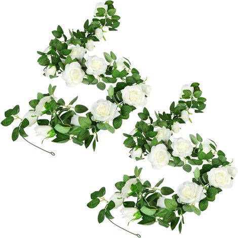 2 Pièces Guirlandes De Fleurs Artificielles Roses Artificielles Guirlande De Fleurs Guirlande De Roses Vigne Suspendue Pour Jardin, Réception De Mariage, Intérieur Et Extérieur
