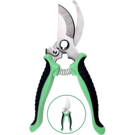 Bravix Sécateur De Jardin, Ciseaux Antidérapants Avec Poignée Verrouillable, Cisailles À Branches De Fleurs De Jardin De Réparation Professionnelle, Pour Tailler Jardins, Arbustes, Clôtures(vert)