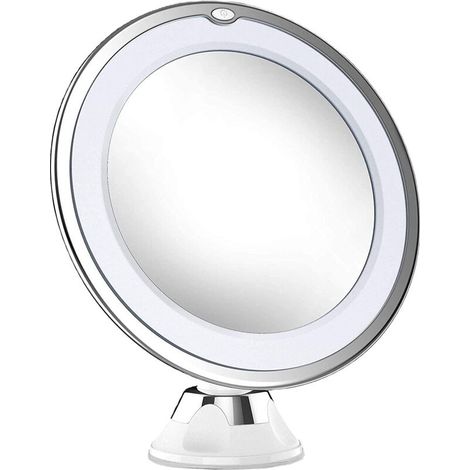 Bravix Miroir De Maquillage Éclairé Grossissant 10x, Rotation À 360 °, Puissante Ventouse Verrouillable Miroir De Vanité Portable Sans Fil(modèle De Batterie)