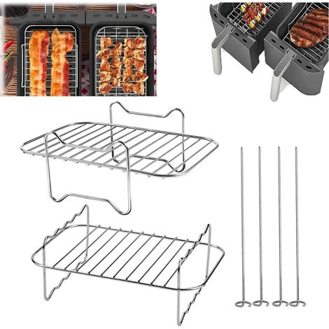 Bravix Accessoire De Friteuse À Air Chaud En Acier Inoxydable 201ss Compatible Avec Les Modèles Ninja Foodi Af300eu Et Af400eu, Comprenant Une Grille