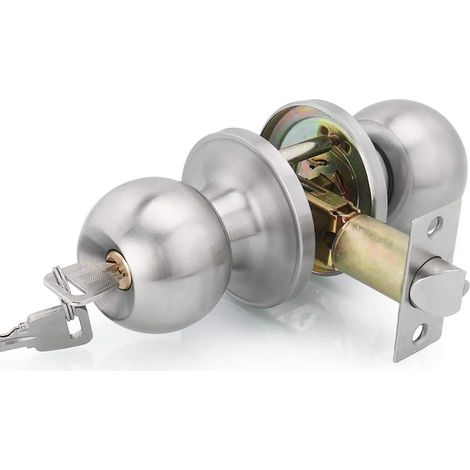 Bravix Poignée De Porte, Ronde Bouton Serrure Verrouillage Porte, Verrouillage Par Clés, Taille Du Loquet