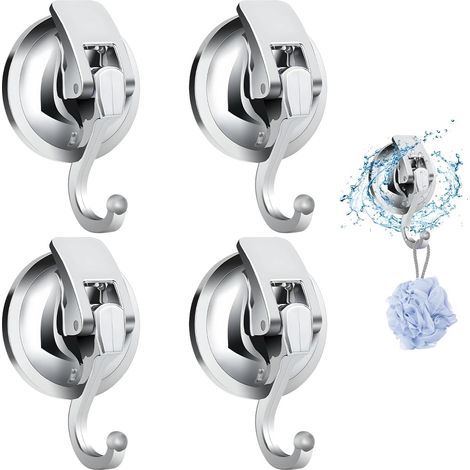 Bravix 4pcs Crochet Adhesif Mural, Crochet Ventouse, Patere Murale Sans Percer, Porte Manteau Mural Pour Cuisine, Salle De Bains, Caravane, Bureau Et Chambre, Etc.