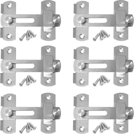 Bravix 6pcs Loquet À Bascule Porte Coulissante En Acier Inoxydable Verrou De Porte Barre De Loquet Sécurité Serrure Pour Porte Fenêtre Meubles