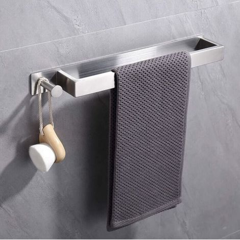 Bravix Porte-serviettes En Acier Inoxydable, Porte Serviette D'Invités Auto-adhésif Sans Perçage, Porte-serviettes De Bain Adhésif Avec Crochets Pour Salle De Bain (40 Cm, Brossé）