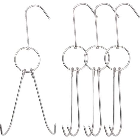 Bravix 4 Pièces Crochet À Viande,crochet Boucherie,crochet De Boucher En Acier Inoxydable,crochets Doubles Rotatifs,pour Bbq, Viande, Poisson, Saucisse, Batterie Cuisine