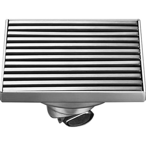 Bravix Siphon De Sol Carré Linéaire Anti-odeur Drain De Déchets Acier Inoxydable Drain De Douche De Salle De Bain Capteur De Cheveux 10×10 Cm