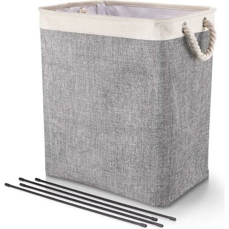 Bravix Panier À Linge Pliable, Panier À Linge Sale, Corbeille À Linge Avec Poignées, Panier À Vêtements Sales, Sac De Rangement Pour Vêtements, Buanderie Chambre, Gris，