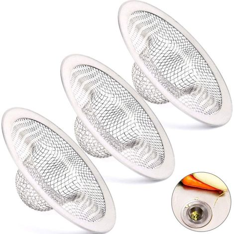 Bravix Lot De 3 Filtre À Évier En Acier Inoxydable, Grille Evier Cuisine Anti-obstruction Filtre De Vidange, Crépine D'Évier Pour Cuisine, Salle De Bain, Lavabo, Baignoires (7 Cm Diamètre)