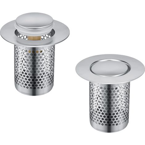 Bravix 2 Pièces Filtre À Evier En Acier Inoxydable Cuisine,33 × 50 Mm Grille Douche, Bonde Evier Pop-up En Noyau En Laiton, Pour Cuisine, Salle De Bain, Baignoire