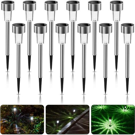 Bravix 【lot De 12】 Lumière Solaire Exterieur Jardin, Eclairage Solaire Lumière, Ip65 Étanches Acier Inoxydable Lampe Solaire Jardin Sol, Led Décoration Sans Fil Pour Allée Allumage Villa Pelouse