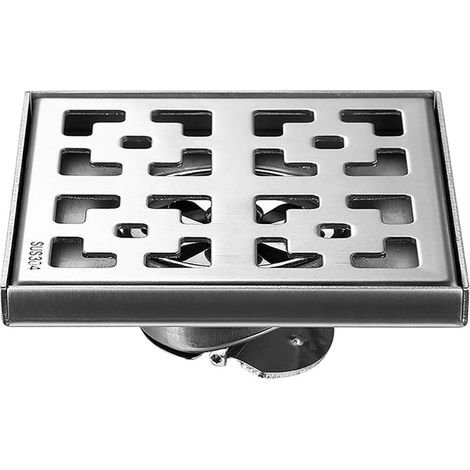 Bravix Drain De Douche En Acier Inoxydable Carré Caniveau De Douche Avec Grande Calibre Anti Encrassement Drain De Plancher Pour Salle De Bain,12x12cm