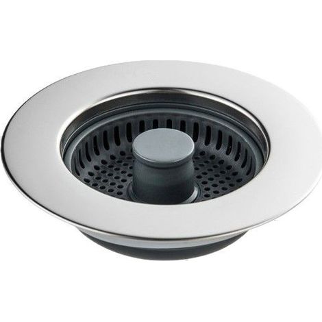 Bravix Évier De Cuisine Passoire Et Bouchon Combo - Universel 3 En 1 Coquille En Acier Inoxydable Avec Passoire Anti-colmatage, Installation Facile Pour Un Trou D'Évier De 2.76-3.38 In