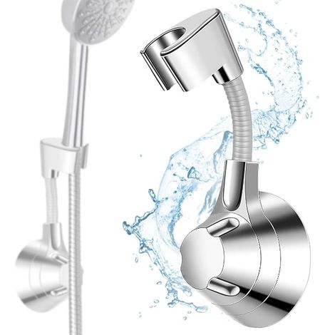 Bravix Support Pommeau De Douche Sans Perçage, Accroche Pommeau De Douche, Support Douchette Mural Charge Jusqu'à 5 Kg, Support De Douche, Pour Pommeau De Douche Douchette Salle De Bain