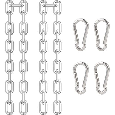 Bravix Chaîne De Chaise Suspendue 2 Pièces Chaîne D'Extension En Acier Inoxydable Chaine Pour Fauteuil Suspendu Avec 4pcs Mousqueton À Ressort Pour Intérieur Et Extérieur Fixation De Suspension